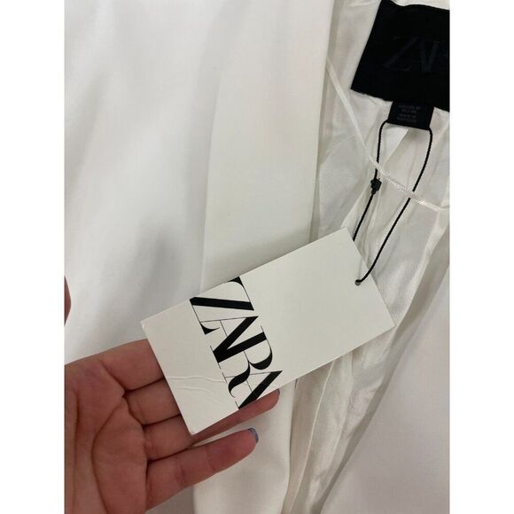 Zara Womens Tuxedo Blazer Suit XL White Satin Lapels Single Breast 2389/198 NWT - Picture 7 of 16